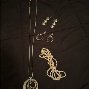 Elegant Silver and Black Jewelry Set